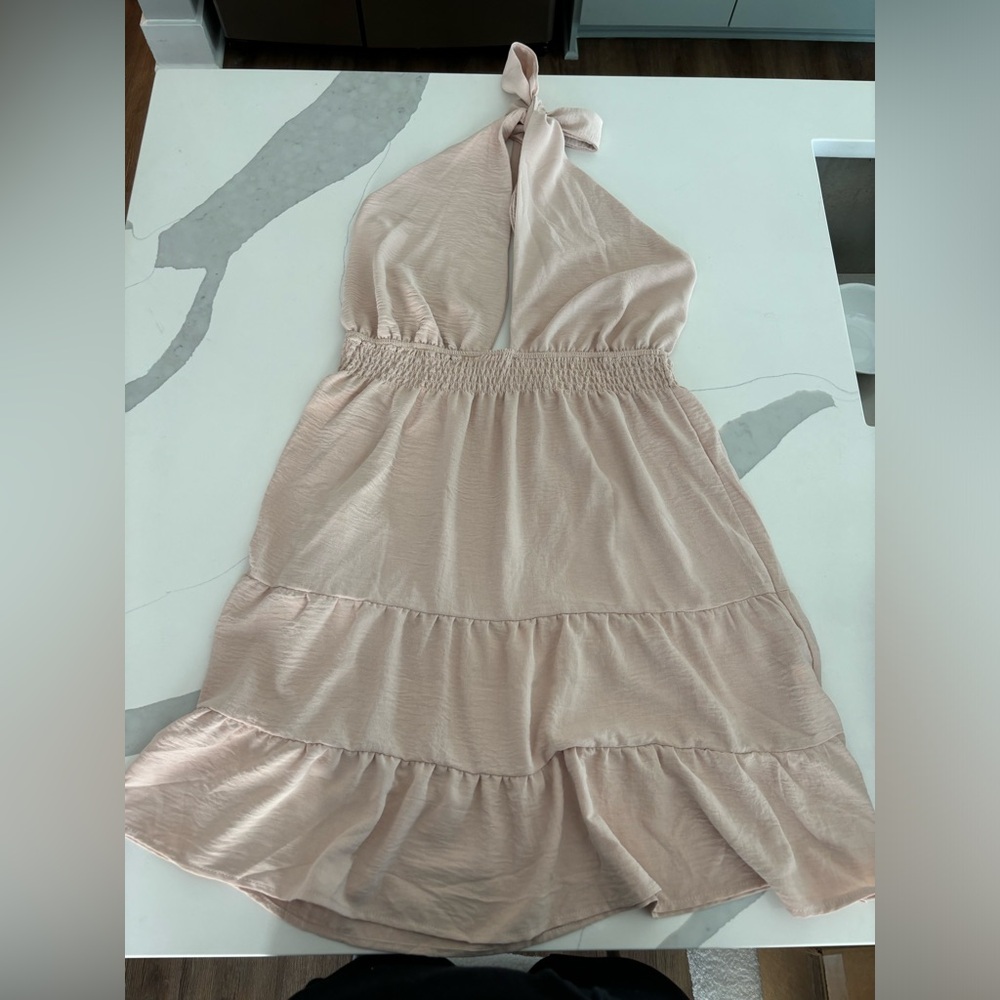 Beige tie mini dress size XL